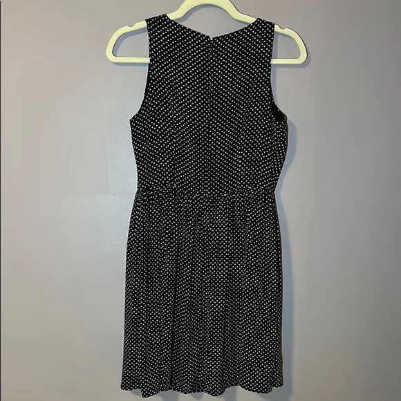 LOFT Petite Black & White Sleeveless Polka Dot Dress - 4P - Picture 4 of 4